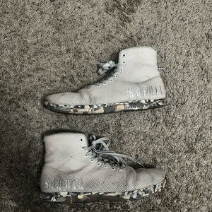 NOBULL Light Gray High-Top Training Sneakers with Camo Midsole